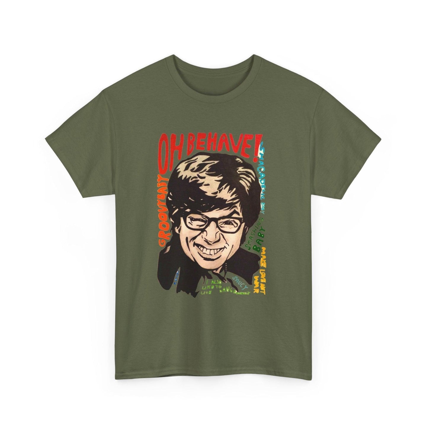 Retro Austin Powers Unisex Heavy Cotton Tee - Funny Graphic Shirt, Vintage Style, Gift for Movie Fans, Casual Wear, Humor Apparel