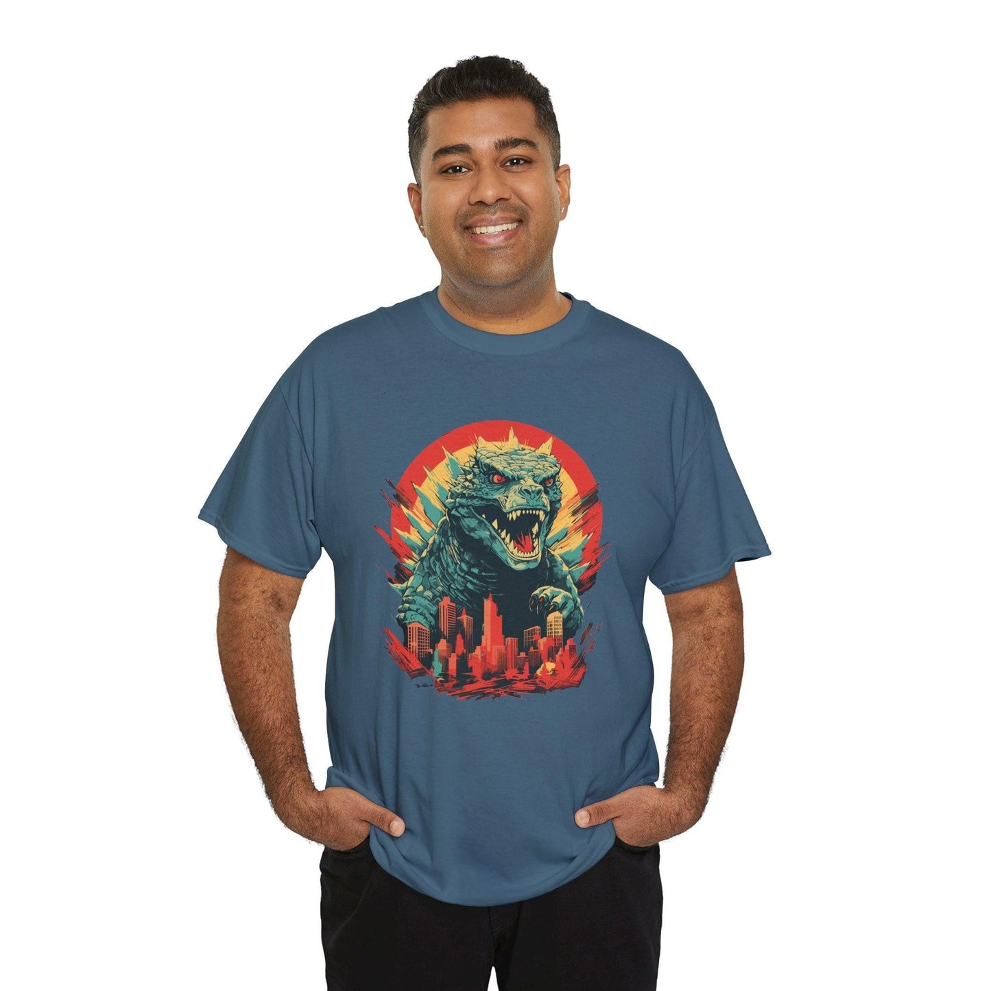 Godzilla Inspired Japanese Style T-shirt, Cute Graphic Tee, Unisex Cotton Top, Kaiju Lover Gift, Asian Pop Culture Shirt