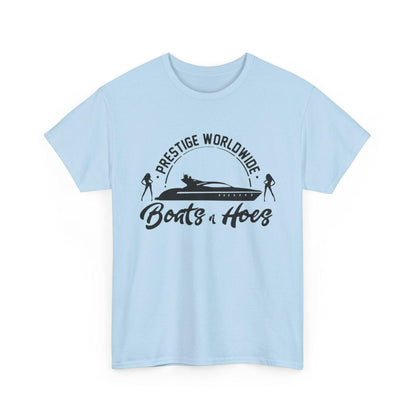 Prestige Worldwide 'Boats & Hoes' Unisex Heavy Cotton Tee, Funny Graphic Shirt, Beachwear, Gift for Him, Summer Casual Wear