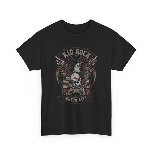 Kid Rock Motor City Unisex Heavy Cotton Tee, Black Rock T-Shirt, Music Fan Apparel, Gift for Concert Goers, Rock and Roll Outfit, Casual