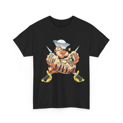 Popeye Navy Tatoo T-Shirt, Sailor Anchor Tee, Nautical Theme Shirt, Vintage Cartoon Graphic Top, Popeye Fan Apparel