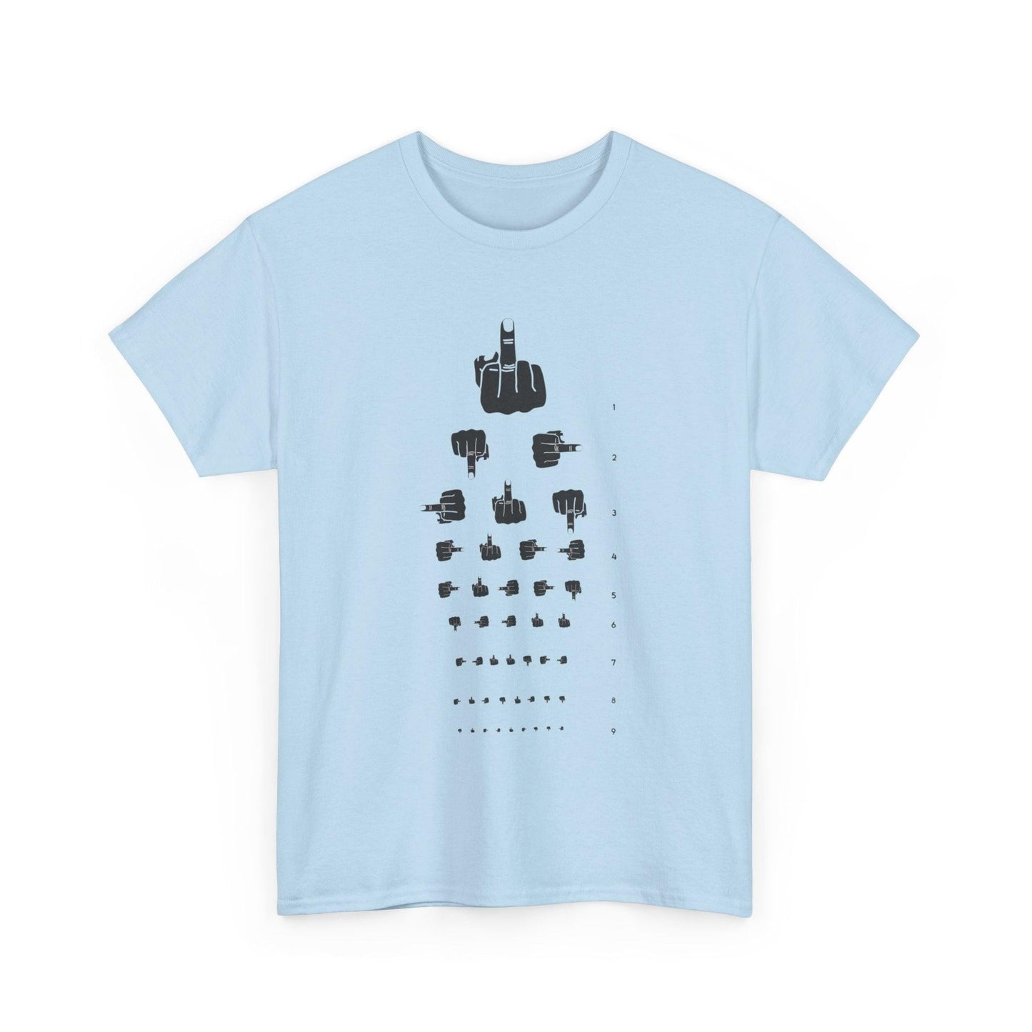 Funny Hand Gesture Eye Chart T-Shirt, Unisex Graphic Tee, Humorous Sight Test Shirt, Sarcastic Vision Exam Top, Hilarious Optometrist Gift