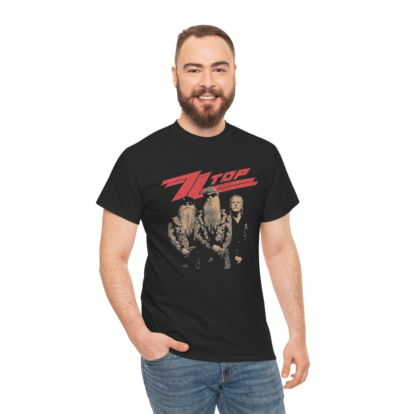 ZZ Top Unisex Heavy Cotton Tee, Rock Band Shirt, Music Lover Gift, Graphic Tee, Vintage Tee, Concert Merch