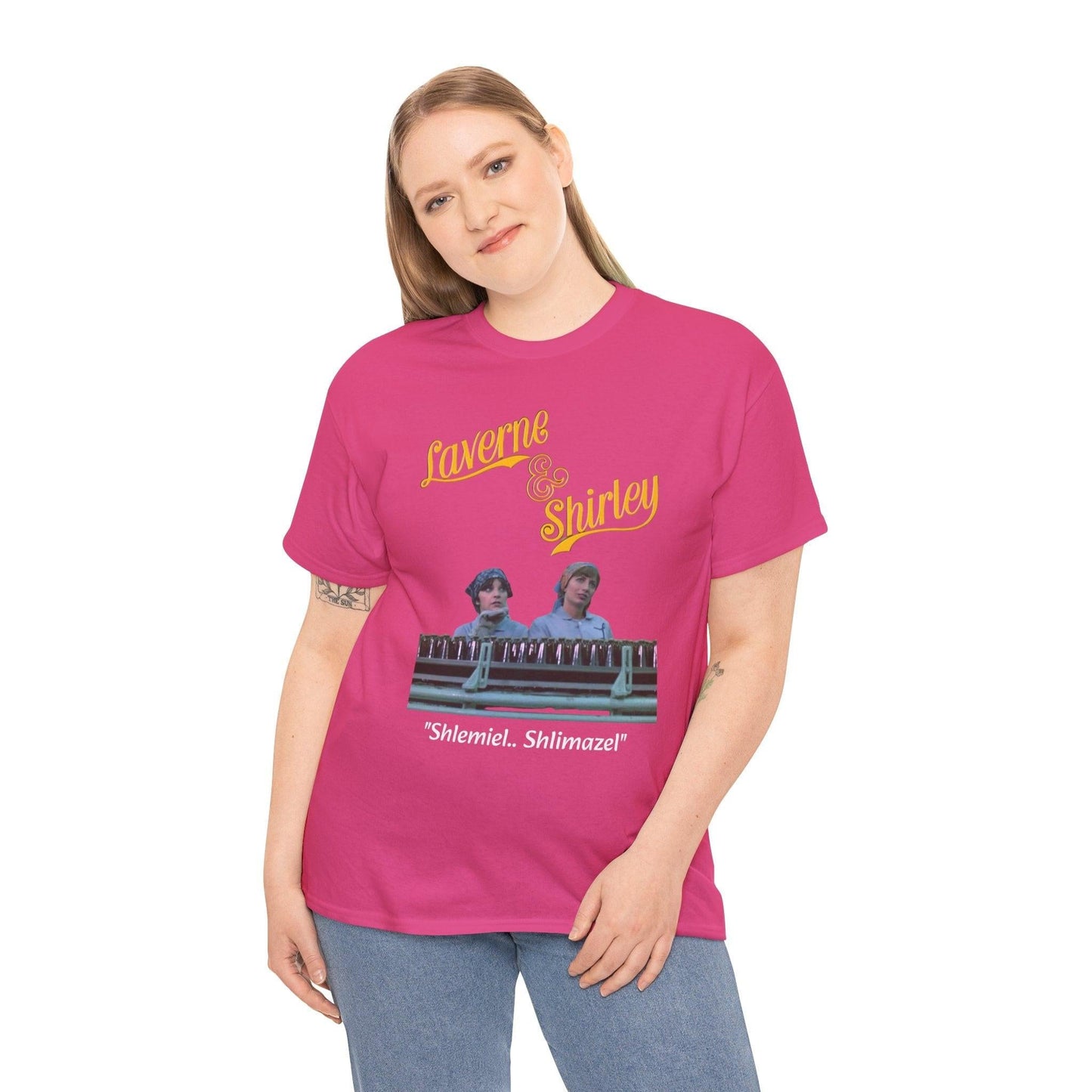 Laverne and Shirley Shlemiel Shlimazel Unisex Heavy Cotton Tee, Classic TV Show Graphic Shirt, Best Friends Gift, Retro 70s Tee, Vintage