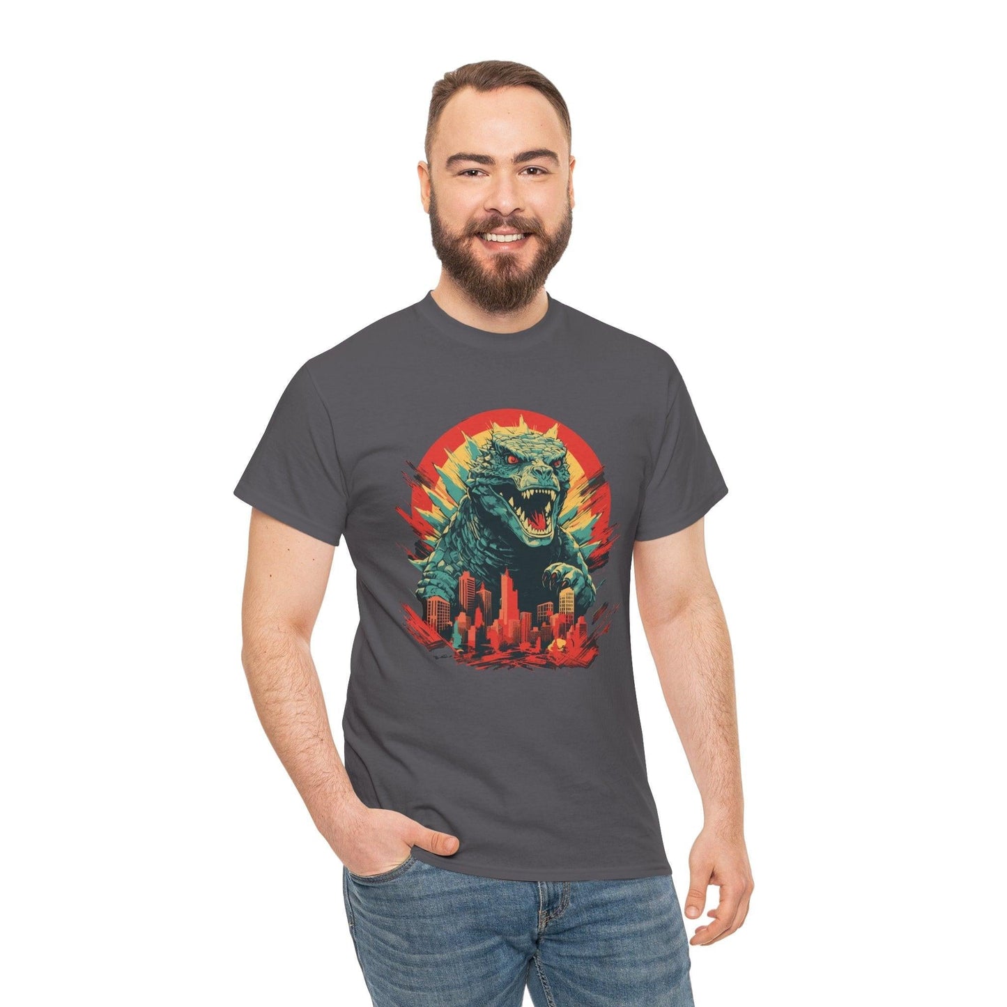Godzilla Inspired Japanese Style T-shirt, Cute Graphic Tee, Unisex Cotton Top, Kaiju Lover Gift, Asian Pop Culture Shirt