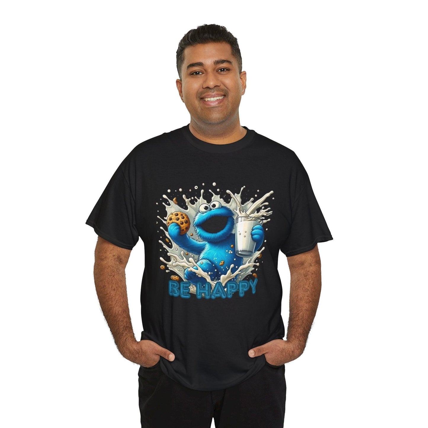Cookie Monster Be Happy T-Shirt, Funny Graphic Tee, Men's Women's Unisex Shirt, Gift for Cookie Lover, Cute Monster Apparel