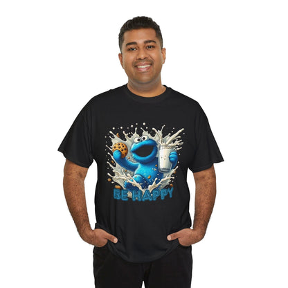Cookie Monster Be Happy T-Shirt, Funny Graphic Tee, Men's Women's Unisex Shirt, Gift for Cookie Lover, Cute Monster Apparel