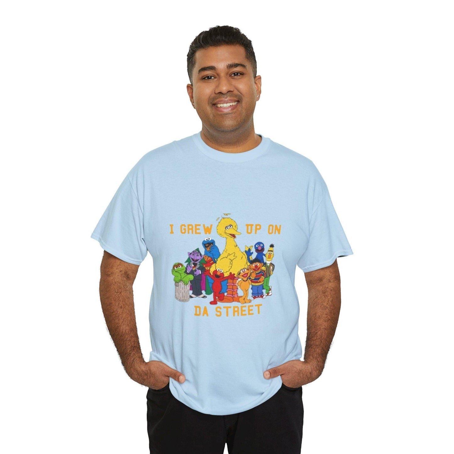 I Grew Up on Da Street-Sesame Street Inspired Tee, Retro TV Show Shirt, Childhood Nostalgia Top, Urban Streetwear Clothing, Vintage Cartoon