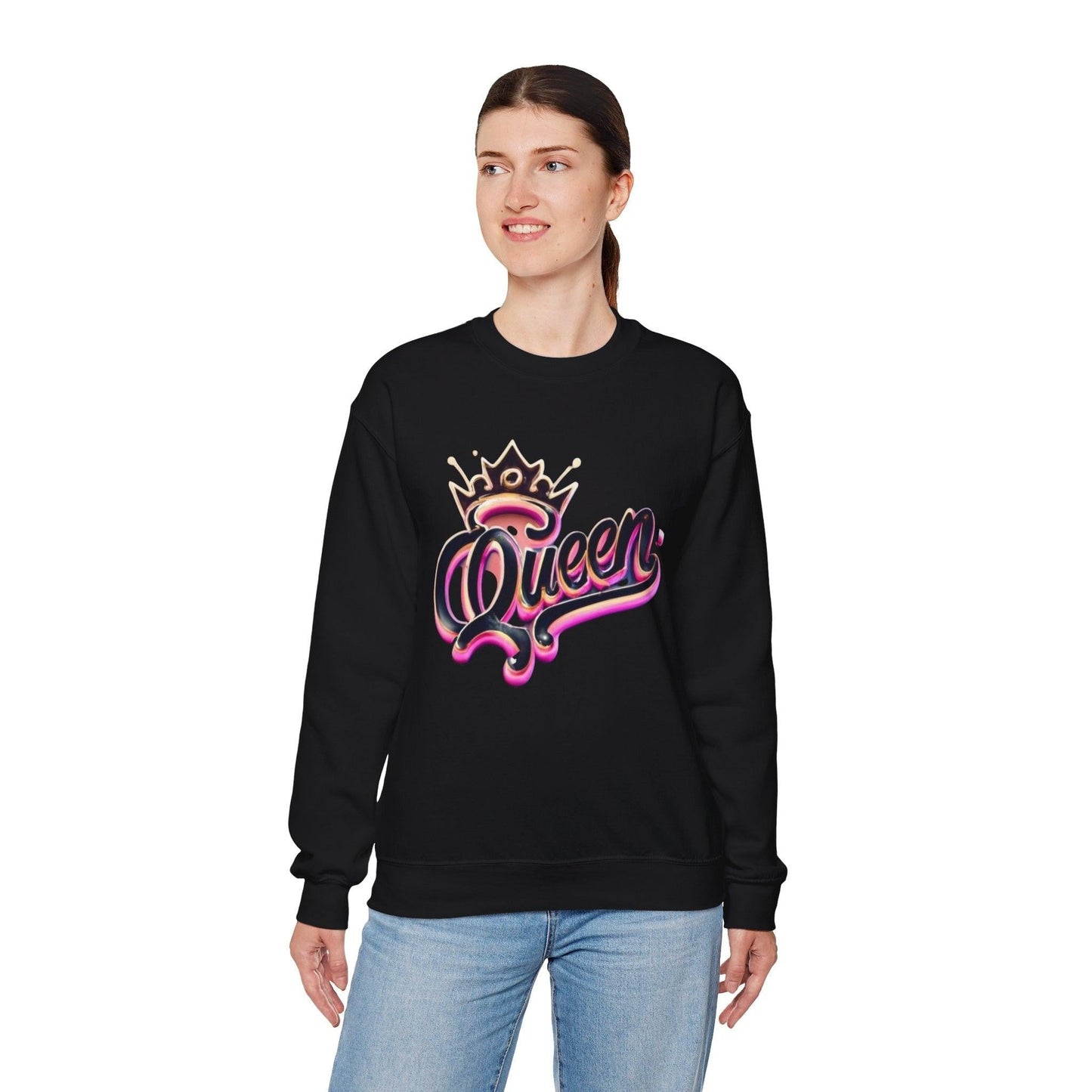 Queen Sweatshirt, Royalty Apparel, King and Queen Matching Set, Cozy Jumper, Gender Neutral Top, Hip Hop Fashion, Streetwear Clothing