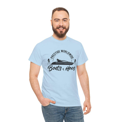Prestige Worldwide 'Boats & Hoes' Unisex Heavy Cotton Tee, Funny Graphic Shirt, Beachwear, Gift for Him, Summer Casual Wear