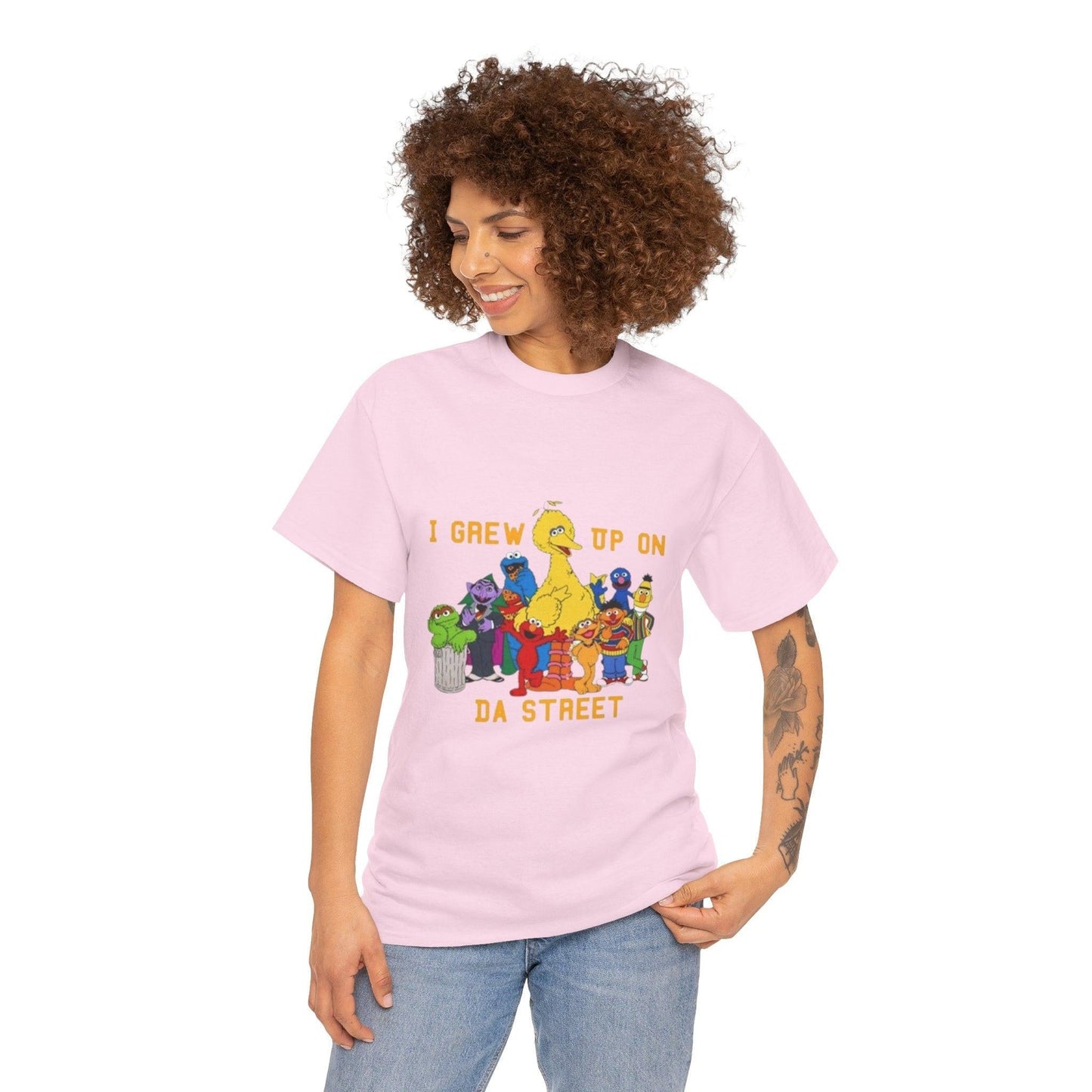 I Grew Up on Da Street-Sesame Street Inspired Tee, Retro TV Show Shirt, Childhood Nostalgia Top, Urban Streetwear Clothing, Vintage Cartoon