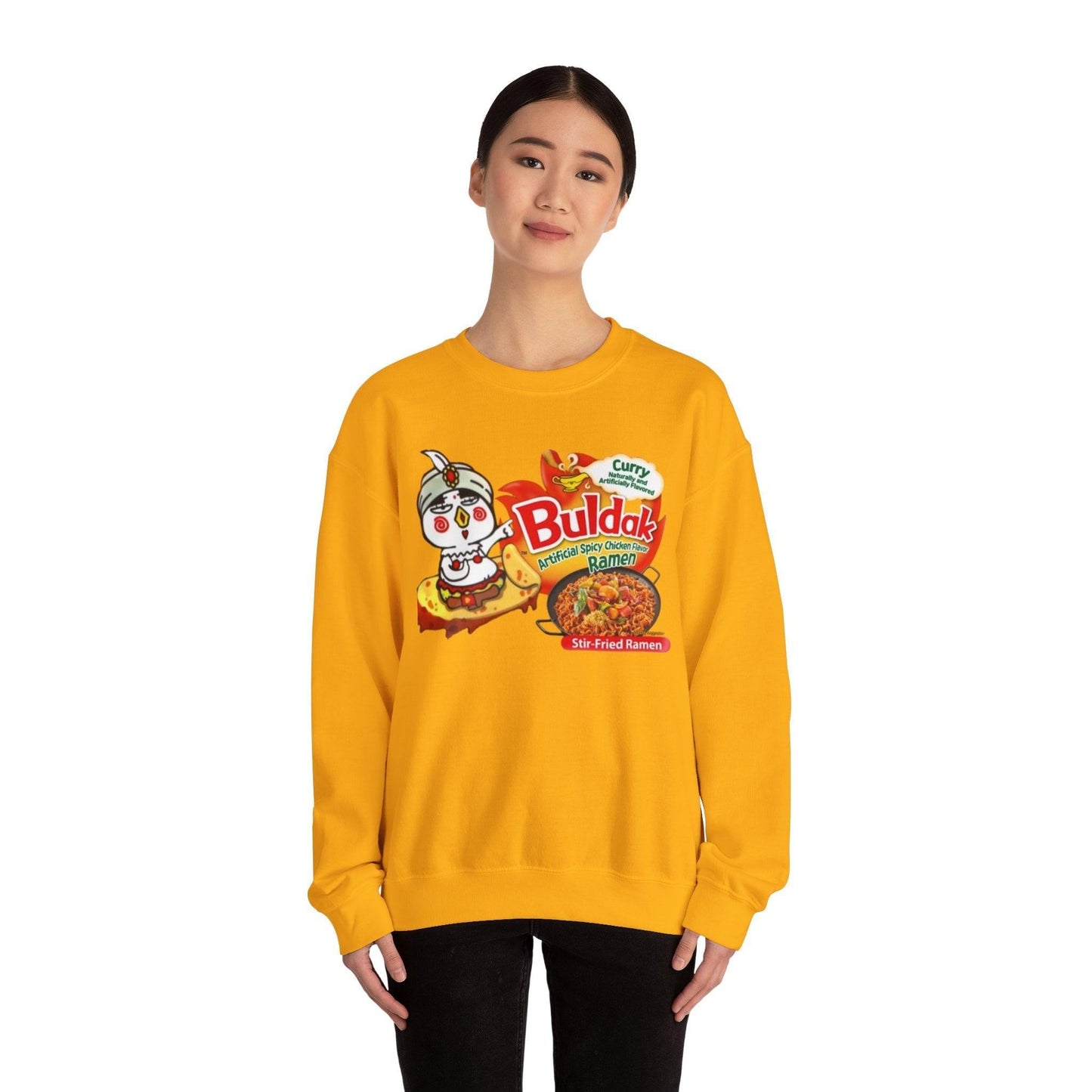 Buldak Spicy Curry Ramen Sweatshirt, Korean Food Lover Gift, Comfortable Crewneck Jumper, Ramen Noodles Apparel, Foodie Fashion, Korean