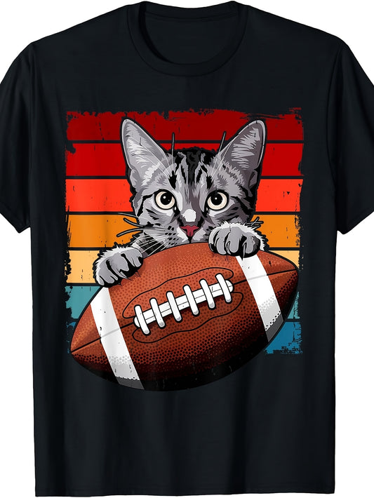 Football Cat Funny American Football Kitten Women Men T-Shirt
