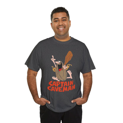Captain Caveman Unisex Heavy Cotton Tee, Cartoon Shirt, Graphic Tee, Retro Apparel, Funny Gift, Casual Wear