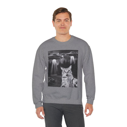Selfie Cat with UFO Sweatshirt