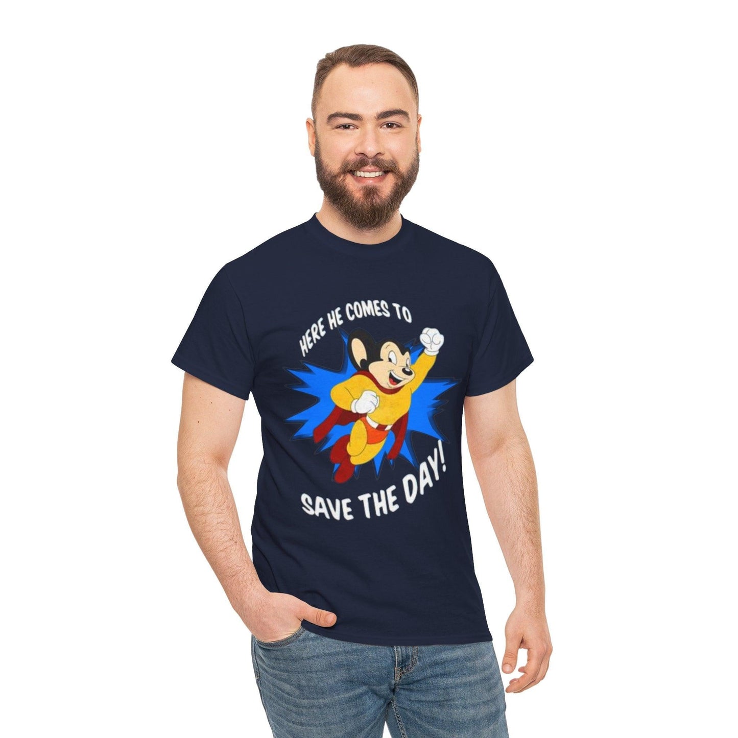 Mighty Mouse T-Shirt, Funny Cartoon Graphic Tee, Retro Vintage Mouse Shirt, Unisex Cotton Top, Gift for Animal Lovers
