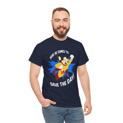 Mighty Mouse T-Shirt, Funny Cartoon Graphic Tee, Retro Vintage Mouse Shirt, Unisex Cotton Top, Gift for Animal Lovers