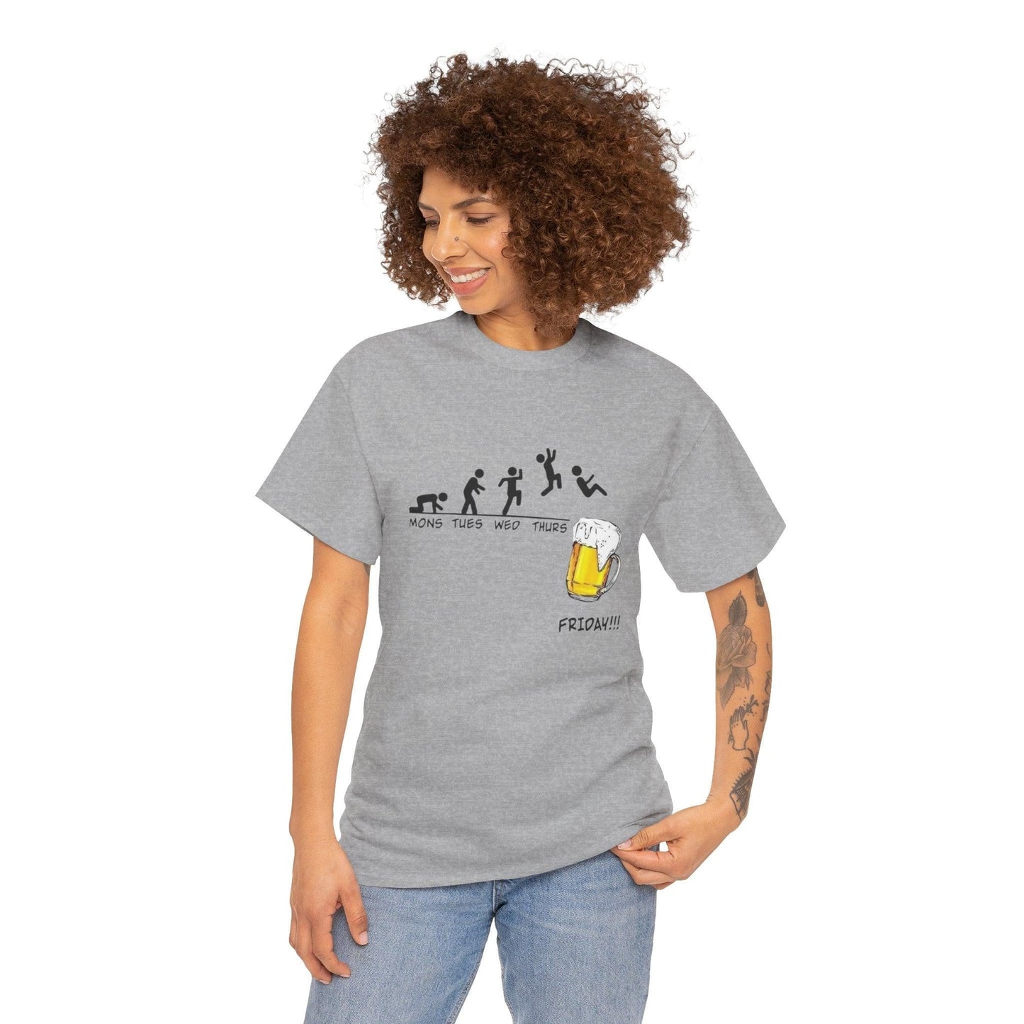 Funny Friday Beer Unisex Heavy Cotton Tee - Perfect for Weekday Vibes, Casual Wear, Weekend Celebrations, Gifts for Beer Lovers, Humorous