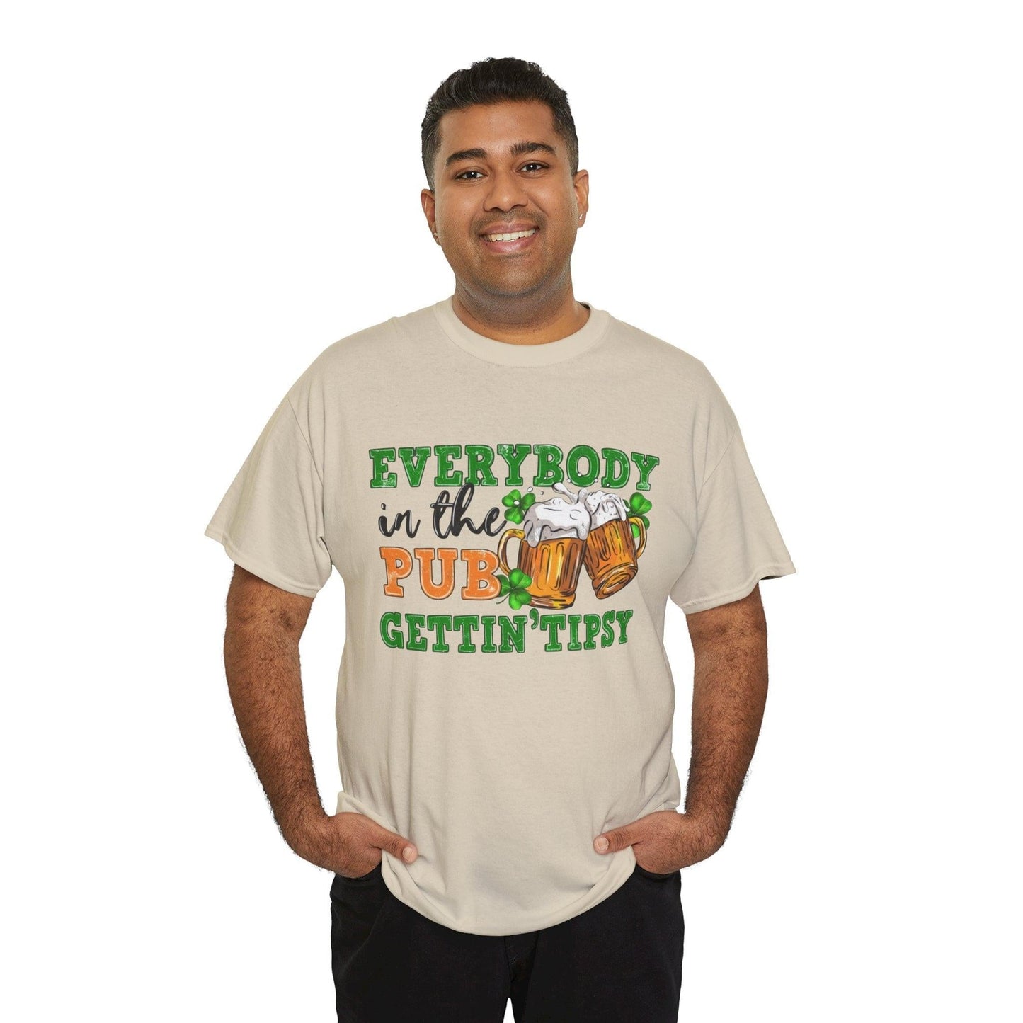 Everybody in the Pub Gettin' Tipsy Unisex Heavy Cotton Tee, Funny Shirt, Pub Crawl Apparel, St. Patrick's Day Gift, Beer Lover Gift