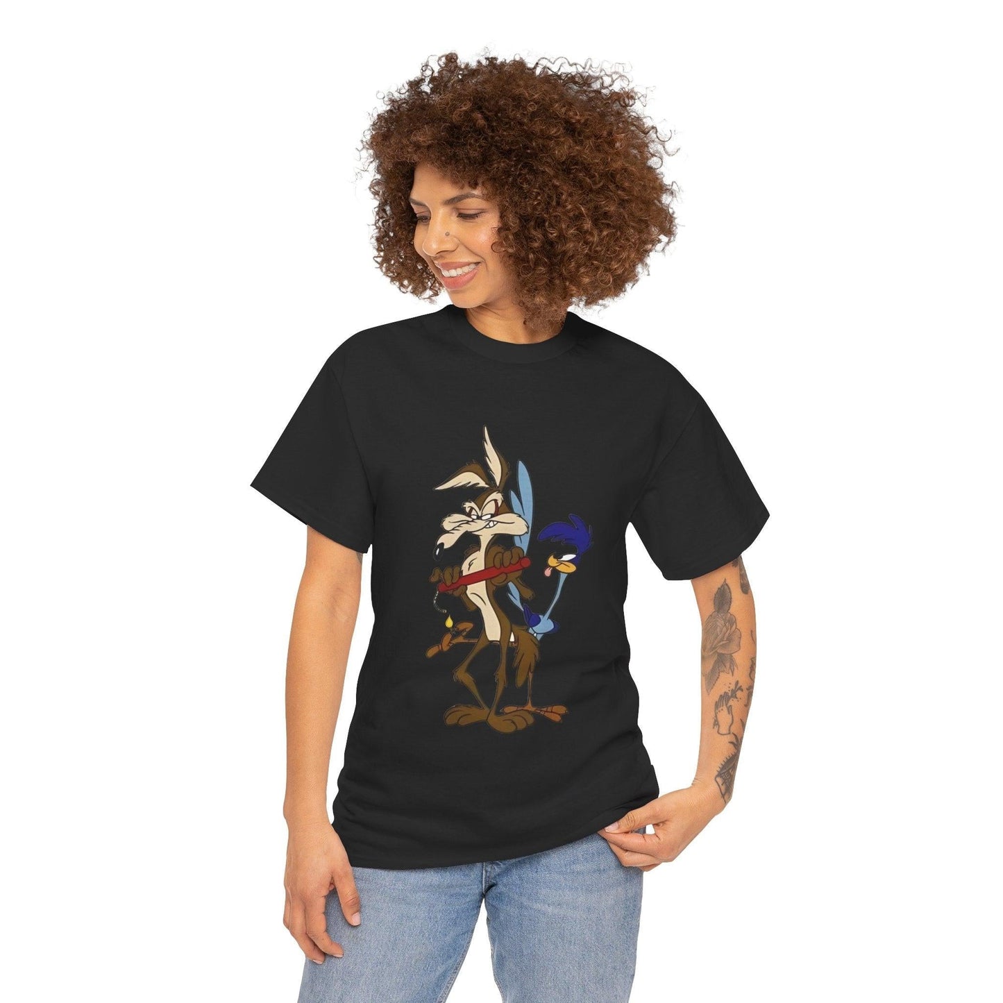 Cartoon Duo Unisex Heavy Cotton Tee, Looney Tunes T-Shirt, Funny Graphic Tee, Retro Cartoon Shirt, Vintage Animation Apparel