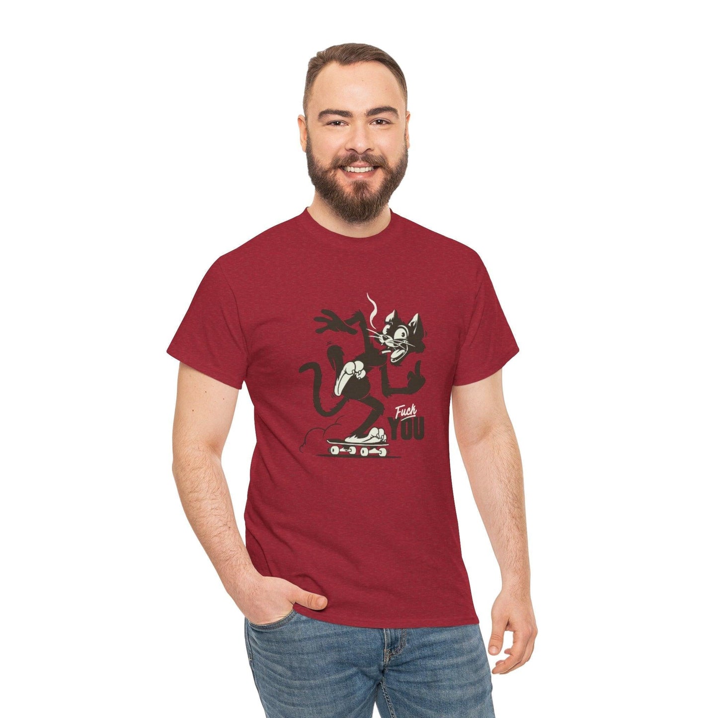 Funny Cat Middle Finger T-Shirt, Rude Cat Tee, Sarcastic Kitty Shirt, Offensive Pet Graphic Tee, Humorous Cat Flip Off Top