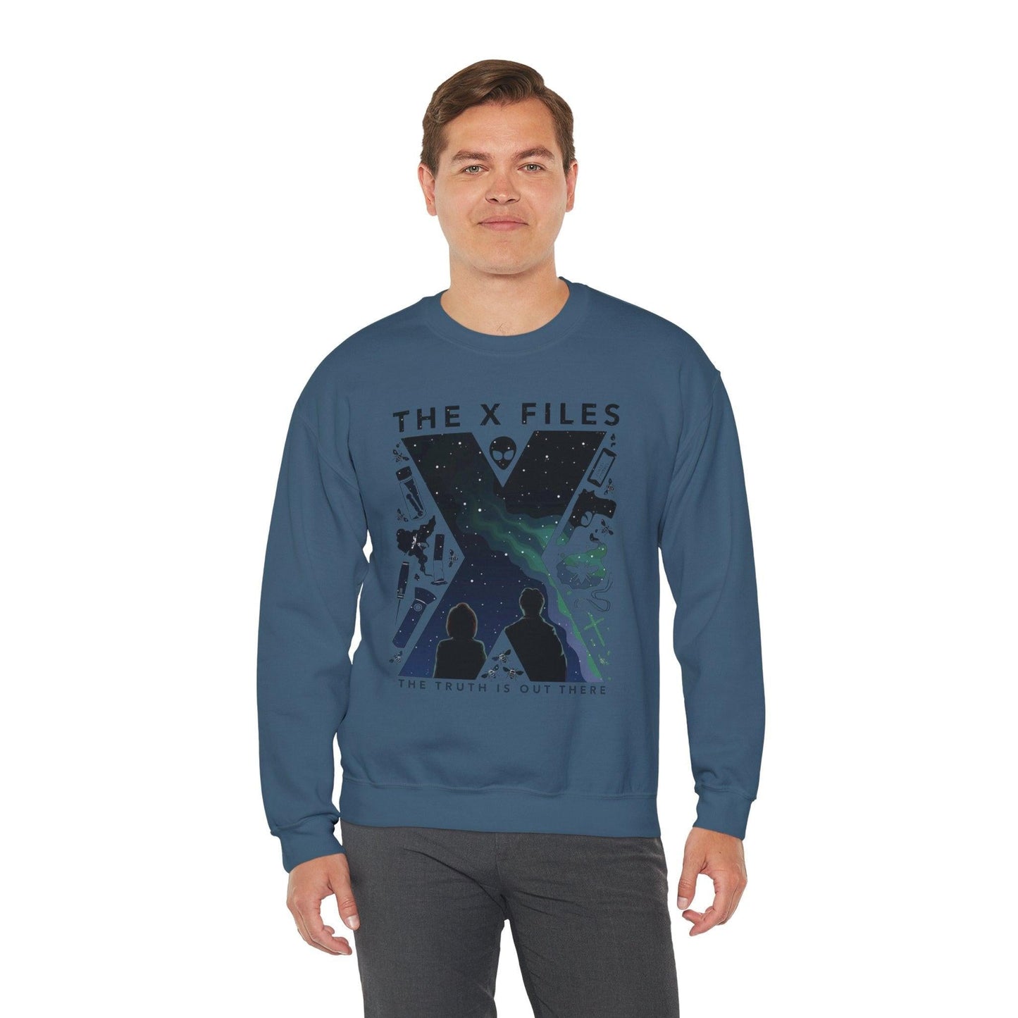 X-Files Sweatshirt, Sci-Fi Crewneck Jumper, Mulder and Scully TV Show Merch, Paranormal Fan Gift, Unisex Pullover, Extraterrestrial