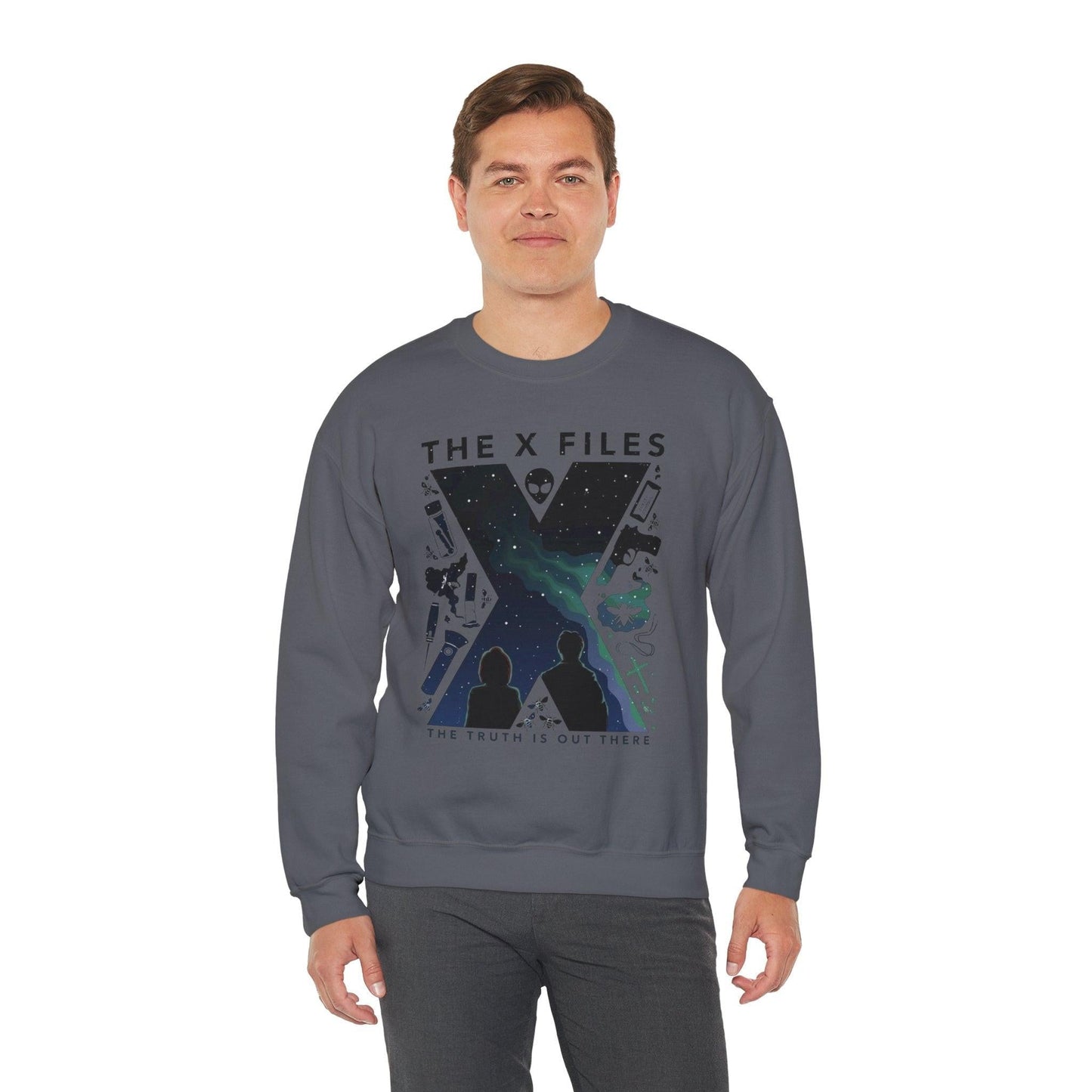 X-Files Sweatshirt, Sci-Fi Crewneck Jumper, Mulder and Scully TV Show Merch, Paranormal Fan Gift, Unisex Pullover, Extraterrestrial