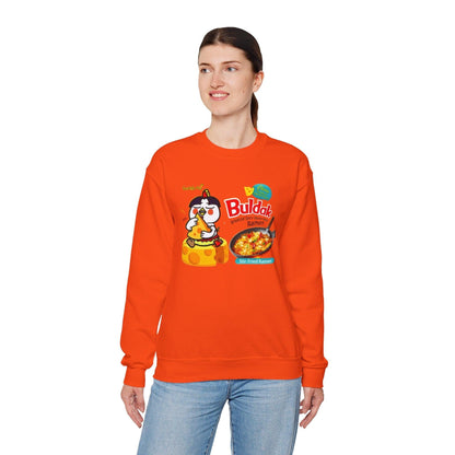 Buldak Spicy Cheese Ramen Sweatshirt, Korean Food Lover Gift, Comfortable Pullover Jumper, Ramen Noodle Soup Apparel, Foodie Clothing,
