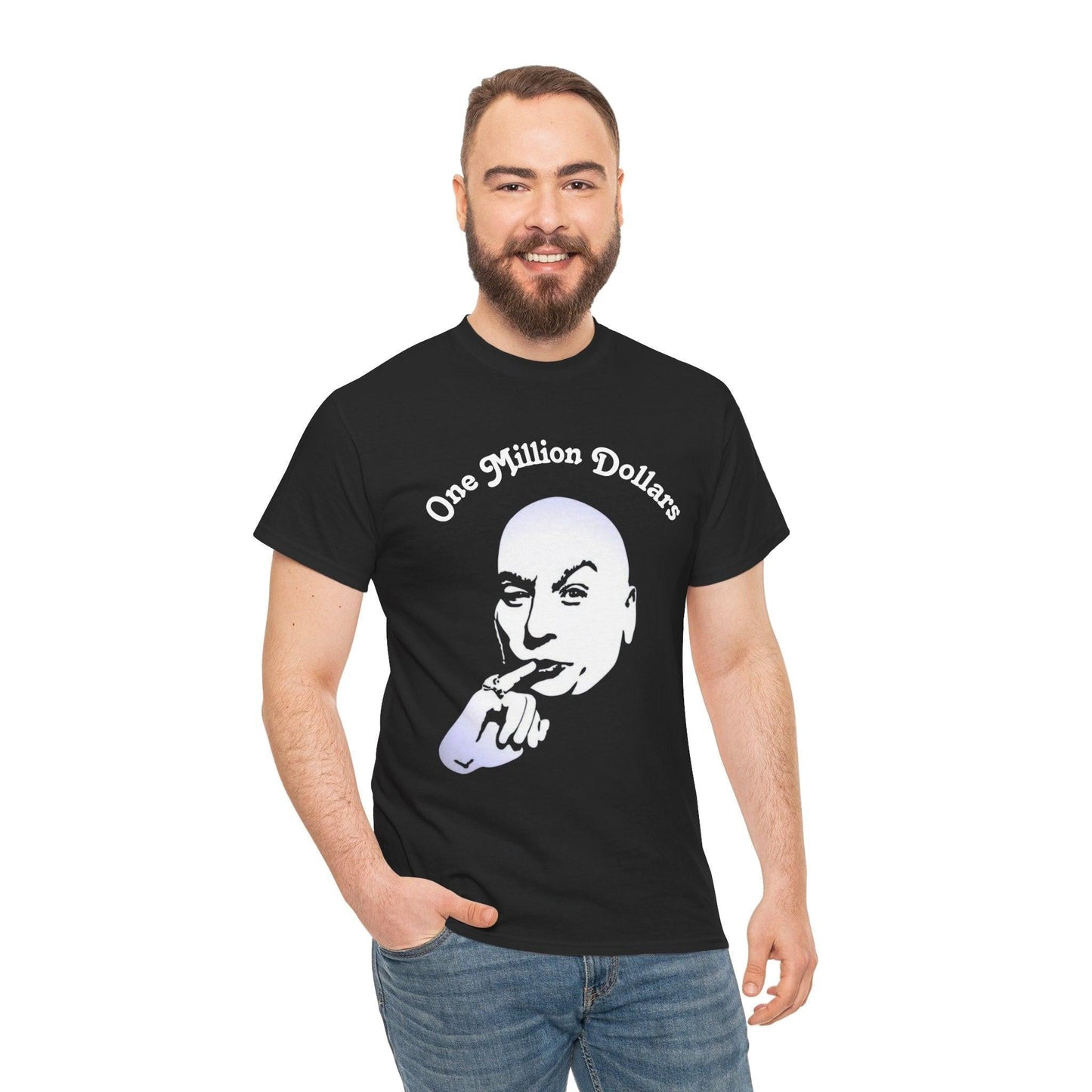Dr. Evil One Million Dollars Graphic Tee - Unisex Heavy Cotton T-Shirt for Humor Lovers