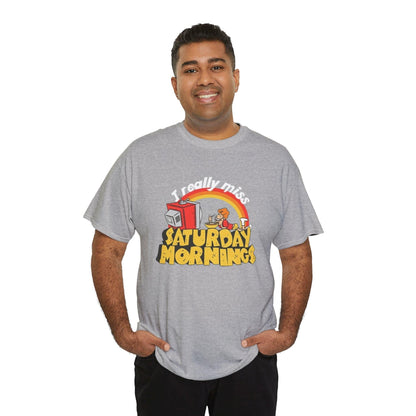 Nostalgic Saturday Mornings Tee, Unisex Cotton T-Shirt, Funny Graphic Tee, Gift for Cartoon Lovers, Weekend Vibe Shirt