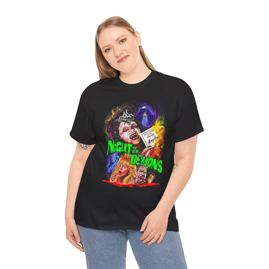 Night of the Demons Graphic Tee, Horror Movie T-Shirt, Vintage Style Tee, Unisex Halloween Shirt, Spooky Casual Wear, Gift for Horror Fans