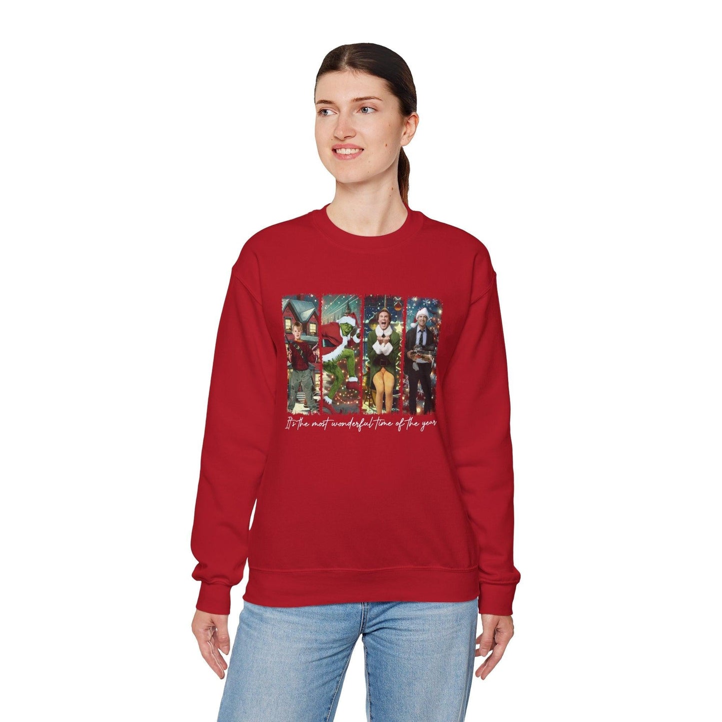 Christmas Movie Characters Unisex Sweatshirt, Holiday Film Apparel, Festive Crewneck Jumper, Xmas Sweater Gift, Winter Wear Top