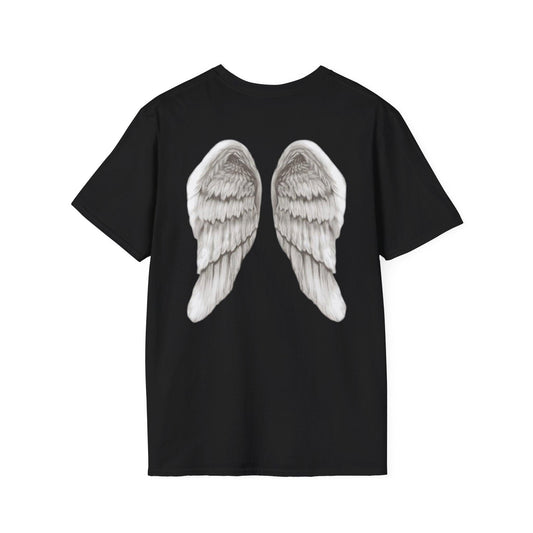 Angel Wings on the Back T-Shirt, Cherub Tee, Heavenly Shirt, Softstyle Angel Top, Celestial Apparel