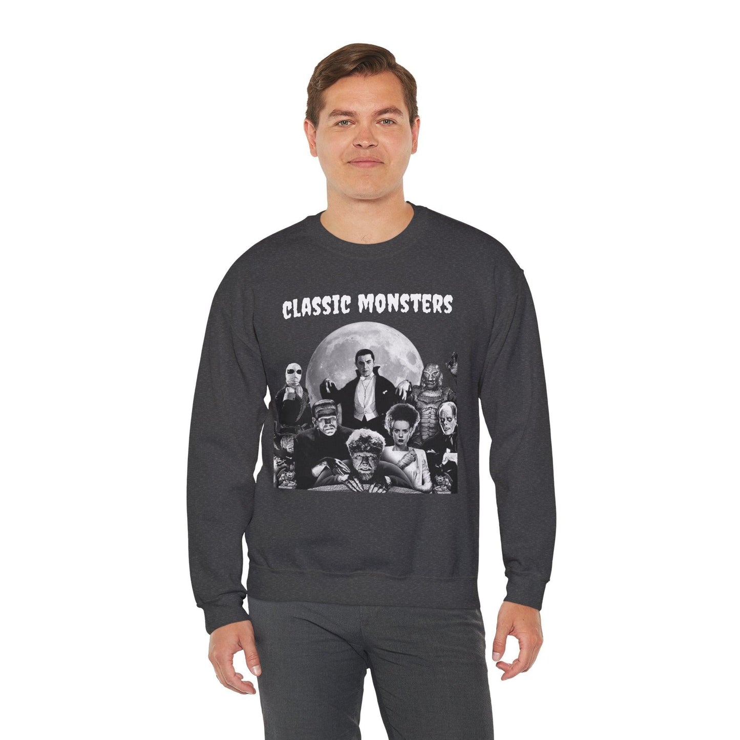 Classic Monsters Sweatshirt, Halloween Crewneck, Vintage Horror Sweater, Retro Monster Pullover, Gothic Sweatshirt