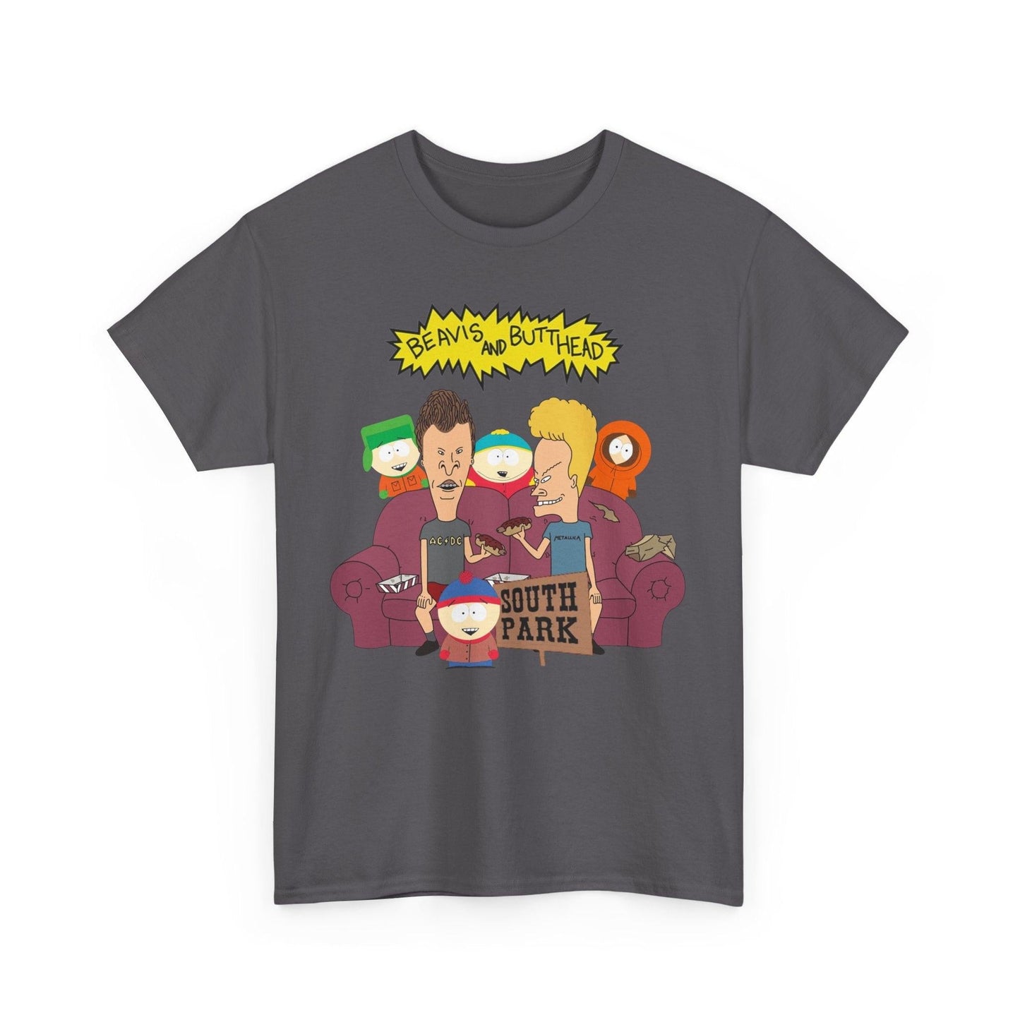Funny Cartoon Mashup Unisex Heavy Cotton Tee, Beavis and Butthead South Park Shirt, Graphic Tee, TV Show Gift, Pop Culture Clothing, Adult
