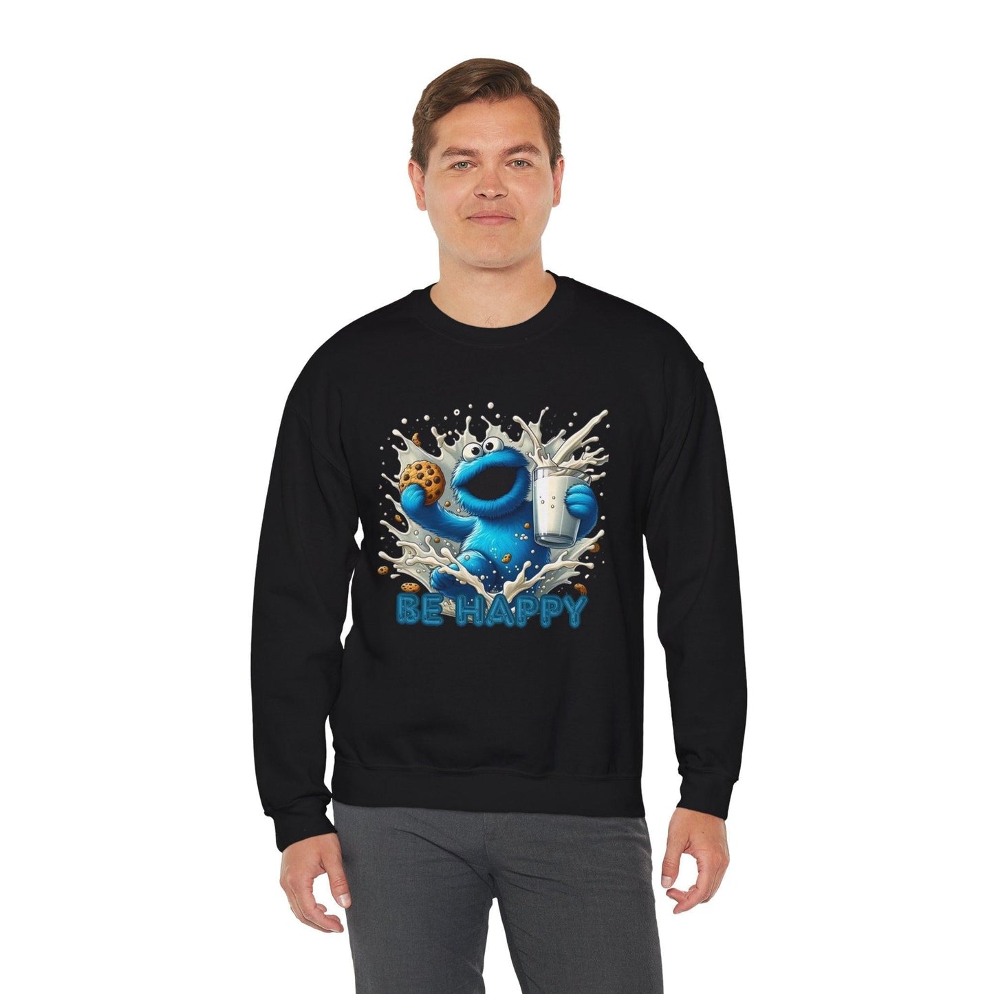 Cookie Monster Sweatshirt, Fun Happy Monster Design, Comfy Jumper, Gift for Cookie Lovers, Cartoon Character Top, Cool Pullover, Unique
