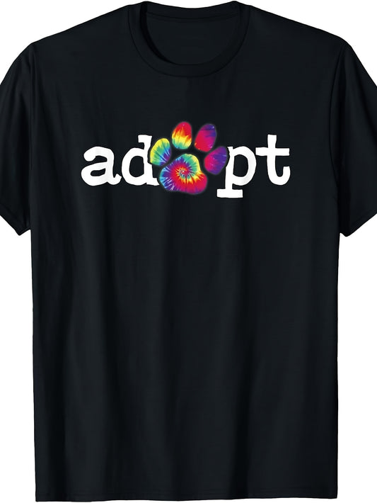 Rescue Dog Shelter Dog Tie-Dye Paw Print Adopt Don'T Shop T-Shirt