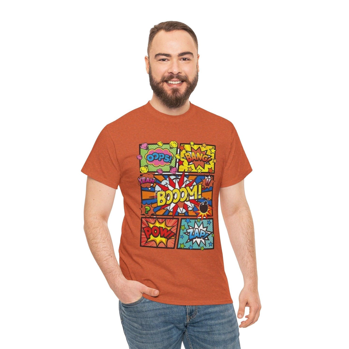 Comic Book Unisex Heavy Cotton Tee, Superhero Graphic Novel Costume Geek Nerd Gift T-Shirt, Funny Cartoon Character Comic-Con Tee, Vintage