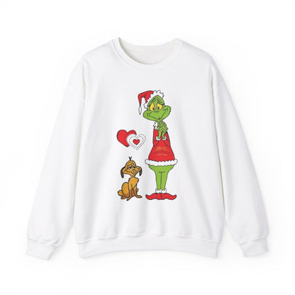 Grinch and Max Unisex Sweatshirt with Growing Heart Design