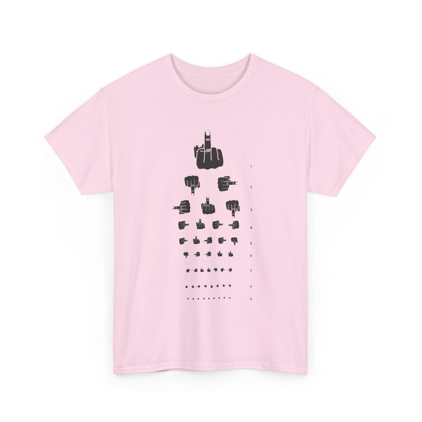 Funny Hand Gesture Eye Chart T-Shirt, Unisex Graphic Tee, Humorous Sight Test Shirt, Sarcastic Vision Exam Top, Hilarious Optometrist Gift