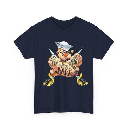 Popeye Navy Tatoo T-Shirt, Sailor Anchor Tee, Nautical Theme Shirt, Vintage Cartoon Graphic Top, Popeye Fan Apparel