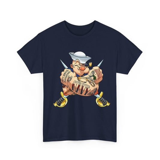 Popeye Navy Tatoo T-Shirt, Sailor Anchor Tee, Nautical Theme Shirt, Vintage Cartoon Graphic Top, Popeye Fan Apparel