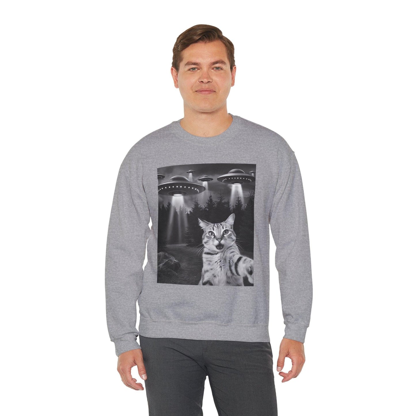 Selfie Cat with UFO Sweatshirt