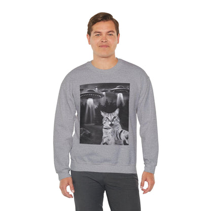 Selfie Cat with UFO Sweatshirt