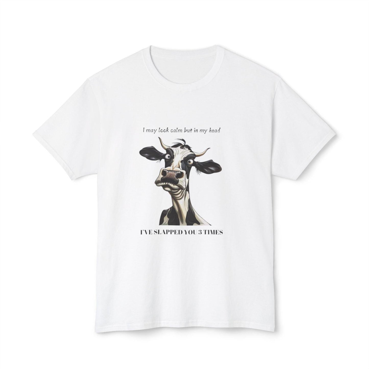 Funny Cow T-Shirt - I May Look Calm But In My Head I Punched You 3 Times
