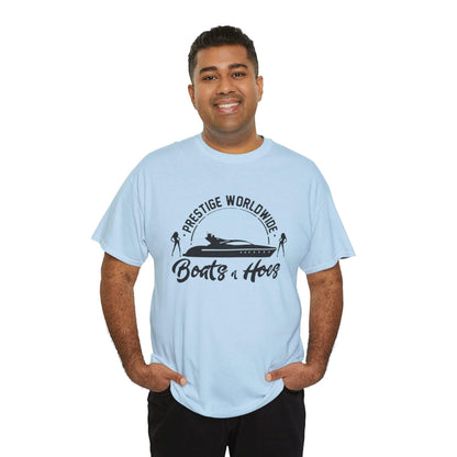 Prestige Worldwide 'Boats & Hoes' Unisex Heavy Cotton Tee, Funny Graphic Shirt, Beachwear, Gift for Him, Summer Casual Wear