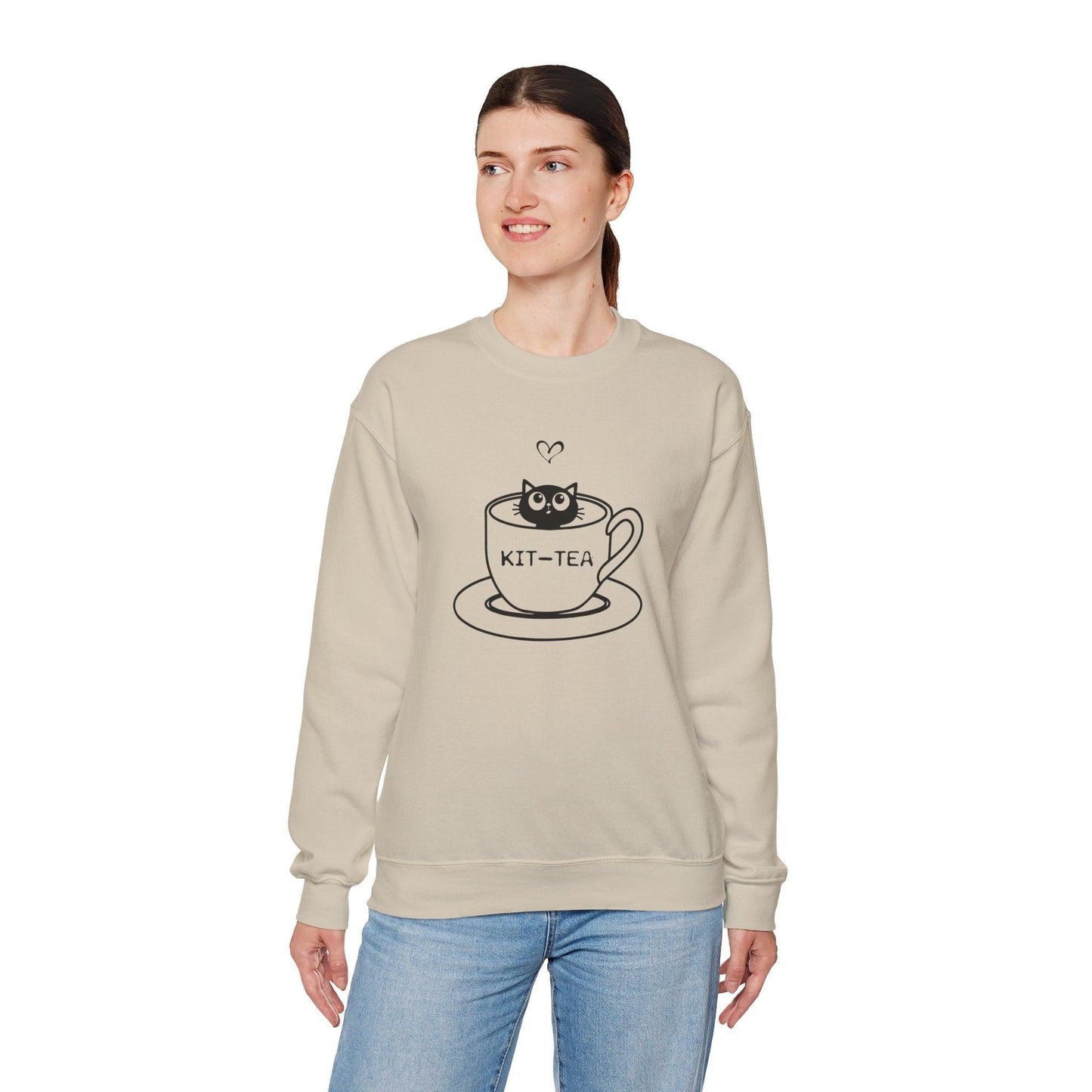 Kitty Sitting in a Tea Cup Kit-Tea Sweatshirt