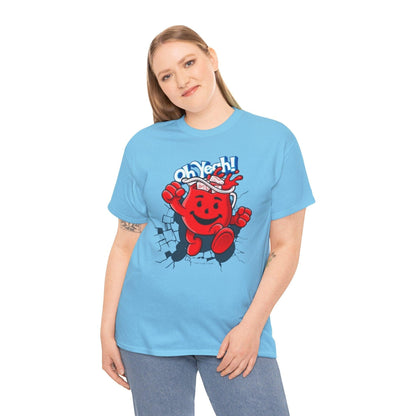 Retro Kool Powder Drink Unisex Heavy Cotton Tee, Fun Graphic Tee, Summer Vibes, Party Shirt, Nostalgic Apparel, Gift for Teens
