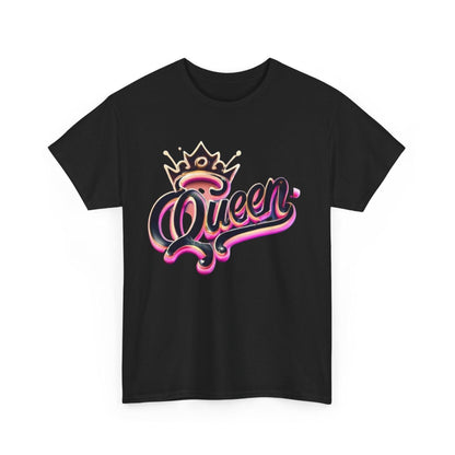 Queen Heavy Cotton Tee, Women's Graphic T-Shirt, King Crown Design, Cool Unisex Shirt, Royalty Inspired Top