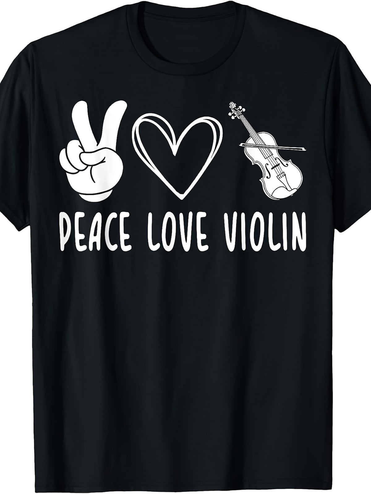 Casual Men'S And Women'S T-Shirt, Peace Love Violin Graphic Tee, Music Lover Gift, Summer Spring Autumn Wear